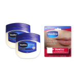 Vaseline Original Pure Skin Jelly 50ml x 2 + Vaseline Lip Therapy Stick Rosy Lips Lip Balm, 3 blue