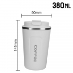 Auto termoskruus 380/510ML kohvikruus tee, vee, kohvi jaoks, topelt roostevabast terasest termo, kohvik, lekkekindel reisitermokruus, termospudel 380ML valge