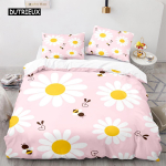 Armas multikas mesilase tekikott King Queen Magus mesi Voodipesukomplekt Lastele Poistele T&uuml;drukutele Kevadine Kollane Lendav putukas Pol&uuml;ester Tekikott EU single(135x200cm)