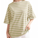 YYFS Naistemood vabaaja suve kevade triibulise tr&uuml;kiga l&uuml;hikeste varrukatega O-kaelusega pluusid ja s&auml;rgid S