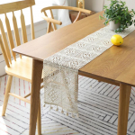 Heegeldatud pitsist lauajooksja Boho puuvillased tutid Vintage talumaja kootud k&ouml;&ouml;gilaua kaunistused pulmadeks Pruudi du&scaron;ipidu 24X100cm