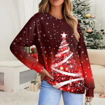 Naiste vabaaja mood, mugav Raglan-varrukatega V-kaelusega j&otilde;ulutr&uuml;kiga sviiter L