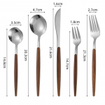 5 tk s&ouml;&ouml;gin&otilde;ude komplekt roostevabast terasest imitatsiooniga puidust k&auml;epidemega lauan&otilde;ud k&ouml;&ouml;k restoran l&auml;&auml;nelik nuga kahvel lusikas s&ouml;&ouml;giriistade komplekt