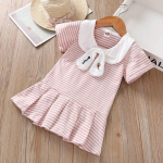 Beebikleit T&uuml;drukutele L&uuml;hikeste varrukatega Triibuline Suvekleit Puuvillane vabaajakleidid Lasteriided Kooli&otilde;pilaste kandmine Lastekleidid T&uuml;drukutele 90 roosa