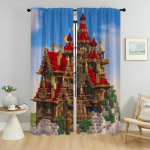 Kardinad elutuppa Kardin tuppa 2 paneeli Mine-crafts Varjud Kodu sisekujundus Kardinad Vahesein Halloweeni kaunistus Laps W107xH213cmx2pcs-CL