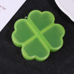 Portable Plastic Pill Storage Box With Independent Opening Design Four-Leaf Clover 4 Grids Pill Organizer Drug Separation Box roheline