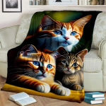 Soe ja hubane armas kassi mustriga flanelltekk diivanile, voodile, diivanile, kontorisse - pehme ja rahustav digitaaltr&uuml;kiga visketekk 30x40in