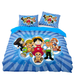 Anime One Piece Voodipesukomplekt Luffy Tekikate 3D Tr&uuml;kiga Tekikate Padjap&uuml;&uuml;r Komplekt Laste Kingitus 140x200cm-2pcs