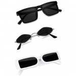 Sheomy Unisex Combo pakkumine 3 tooni prillidega ruudukujulised p&auml;ikeseprillid ristk&uuml;lik retro vintage kitsad naised::Mehed, HBW-013