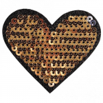 Ecusson thermocollant - Rayher - Coeur - 5x4.5 cm - 100% polyester - Sequins dor&eacute;s