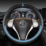 for Nissan March Micra K10 K11 K12 K13 K14 PU Leather Car Steering Wheel Cover Fast Shipping Auto Accessories O Shape Blue