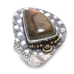 Labradorite Handmade 925 Sterling Silver Gift Two Tone Ring Size 9 n5z93
