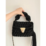Mood villane kudumine k&auml;sitsi heegeldatud &otilde;lakott narmastega kangast kotid naistele disainer l&otilde;ng crossbody fin kott beige