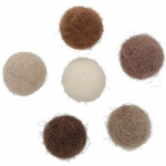 Pompons en laine feutr&eacute;e - Beige/Brun - 1,5 cm - 30 pcs