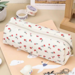 1 tk Kreemjas Lilleline Seeria Pliiatsikott &Otilde;pilasele Esteetiline Retro Lille Pliiatsikott Suure Mahutavusega Kirjatarvete Hoiukott