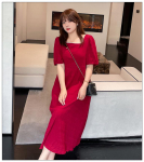 Q13 Punane Mulligaasist Pikk Kleit - Elegantne, Suur Suurus (200-300 Jin), Korea stiil 8XL veinipunane v&auml;rv