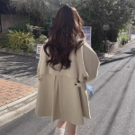 Korea &scaron;ikk retro-Briti stiilis p&uuml;stkraega lahtise pikkade varrukatega tuulejope naistele M hele khaki v&auml;rv