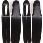 150cm / 59 Cosplay parukas K&otilde;rge kvaliteediga Must Pikk Sirge Kuumakindel S&uuml;nteetiline Juuksed Peo M&auml;ngu Anime Parukad Peluca + Parukakate One Size