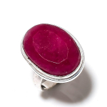 Ruby(Simulated) Gemstone Handmade 925 Sterling Silver Gift Ring Size 7.5 c1q82