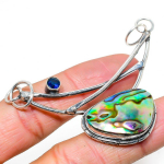 Abalone Shell,Blue Topaz 925 Sterling Silver Jewelry Pendant 2.36 q1c70