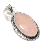 Rose Quartz Handmade 925 Sterling Silver Jewelry Pendant 2.68 m5e29