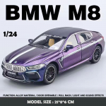 2024 Uus Simuleerimine 1:24 BMW M8 Supercar sulamist automudeli heli ja valgus, t&otilde;mmake tagasi survevalatud laste m&auml;nguasjade kollektsiooni s&uuml;nnip&auml;evakingitus lilla