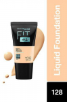 Maybelline New York Liquid Foundation, Matte & Poreless, Full Coverage Blendable Normal to Oily Skin, Fit Me, 128 Warm Nude, 18 ml