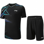 Li Ning Sulgpalli Seeria Logo Line V-kaelusega L&uuml;hikeste Varrukatega L&otilde;tvade L&uuml;hikeste P&uuml;kstega Spordidress Unisex Spordidress Must AATU051-1 M