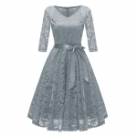 Naiste Vintage Printsessi lilleline pitskokteili V-kaelusega pidulik kleit Aline Swing L
