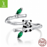 Armas v&auml;ike loom S925 sterlingh&otilde;bedast panda bambusest avatud s&otilde;rmus naistele ni&scaron;&scaron; premium kerge luksus Opening adjustable