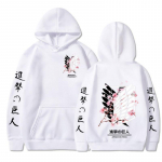 Jaapani anime Attack on Titan Style kapuuts Graafilise tr&uuml;kiga kapuuts Harajuku t&auml;navar&otilde;ivad Unisex t&auml;navar&otilde;ivad S valge