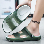 Meeste sandaalid Sussid Paksu tallaga tarretis Kahe kandmisega rannasandaalid Suvi 45 armee roheline v&auml;rv