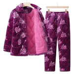Eakate talvine soe &uuml;likond naissoost emale pluss sametist kaheosaline vanaema koduriided vana daami vabaajar&otilde;ivad paksud riided 3XL pink