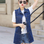 Naiste vintage suures suuruses teksariidest rebitud pestud teksariidest vest kontorisse L