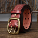 Retro Isiksus Trend Kulunud Kahekordse Pandlaga V&ouml;&ouml; Meeste Ehtsast Nahast Puhas Lehma Nahk Korea Stiilis Vabaaja V&ouml;&ouml; 130cm punane