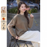 Mokana Women's Long Sleeve Round Neck Wool Sweater One Size