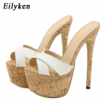 Eilyken Suvine Ekstreemne Platvorm K&otilde;rge Kontsaga Sussid Naiste Paksud Daamide L&uuml;hikesed Slingback Peep-toe Muulad Slaidid Kingad Suurus 42 35