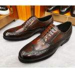 Luksuslikud meeste pidulikud kingad Ehtne nahk Brogue Wingtip Toe Oxford Must Pruun Paeltega &Auml;ri Pulmad Formaalne Meeste Kingad 39 kohv