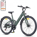 ENGWE N1 Air ST - V&eacute;lo &eacute;lectrique 28'' - Cadre en fibre de carbone - Autonomie 100 km - Batterie 36V 10Ah - Freins &agrave; disque - Vert roheline