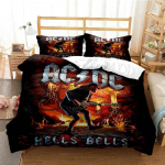 3D Prindiga Mood AC_DC Rockb&auml;nd Voodipesukomplekt AC-DC B&auml;ndi Mustriga Tekikott Padjap&uuml;&uuml;ridega &Uuml;heinimesevoodi T&auml;issuuruses Kuninganna Kuningas 140x200cm 3pcs