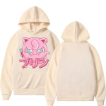 Pok&eacute;mon Joonisfilmide &Uuml;hine 2025 S&uuml;gis/Talv Meeste Kapuutsikas Loose Armas Jigglypuff Animatsiooni Tr&uuml;kiga Vabaaja Trendikas Lahe Kapuutsiga Kampsun S pink