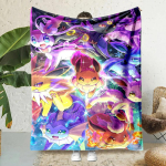 Pokemen-Eevee Multikas Jaapani Stiilis Flanellitekk Pehme Kohev Pl&uuml;&uuml;sist Tekk Diivanile Kontorisse Visketekk Piknikule Rannar&auml;tik 30x40in purple