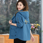 Kevadine naistemood vabaaja &uuml;hev&auml;rviline kapuutsiga jope M taevasinine v&auml;rv