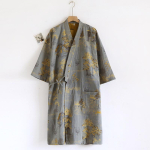 Tr&uuml;kitud hommikumantel meestele puuvillast kimono meeste hommikumantel kevadeks ja suveks s&uuml;giseks puuvillast pika stiiliga meeste kimono hommikumantel XL hall