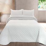 Couvre-lit - PIERRE CARDIN - EGNA - 250 x 270 cm - Toucher soie - Rembourrage fin - 2 housses incluses valge