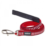 Laisse r&eacute;fl&eacute;chissante - Red Dingo - Rouge - Poign&eacute;e rembourr&eacute;e - Longueur ajustable 1,1-1,8m - Nylon punane
