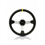 Volant Sportif - OCC - TRACK PIEL BRAZOS PLATA - Diam&egrave;tre 350mm - Cuir - Compatible avec c&ocirc;ne volant