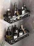 AYA Mittepuuritav Tugeva Liimiga Vannitoa Tualeti Pesuruum Puuvillane Riiul &Uuml;heosaline Alumiiniumriiul Adhesive Straight Shelf (Black)
