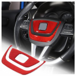 Red Carbon Fiber Steering Wheel Center Trim Sticker For Seat leon 2008-12