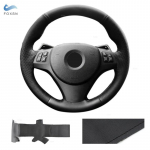 BMW M Sport E90 320i 325i 335i E82 E87 X1 E84 2011-2013 K&auml;sitsi &otilde;mmeldud auto roolikattekate Perforeeritud nahkkattega Must